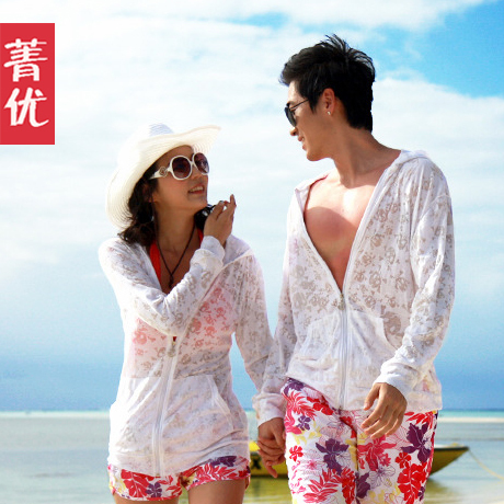 Beach clothes sun protection clothing lovers women's outerwear transparent long-sleeve