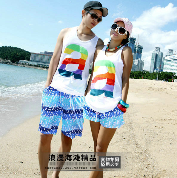 Beach lovers vest sports casual vest lovers shorts beach pants sleeveless shirt