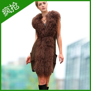 Beach wool waistcoat fur outerwear vest medium-long vest female rabbit fur