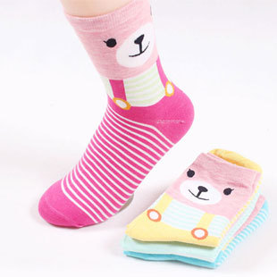 Bear socks cartoon socks knee-high socks 100% cotton women's socks