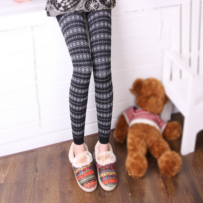 Beautiful high-elastic double layer thermal bamboo pants ankle length legging socks thermal b52