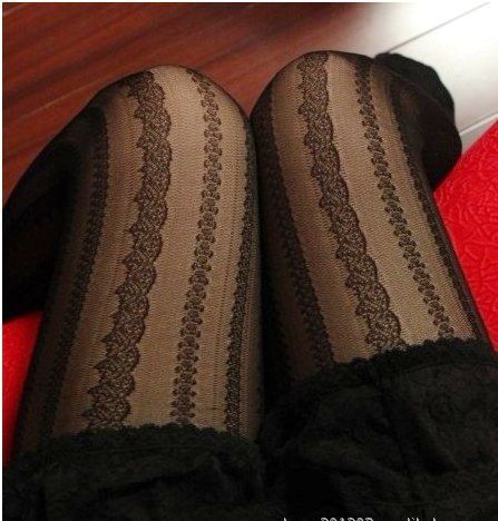 Beautiful lace vertical stripe stockings ultra-thin stockings