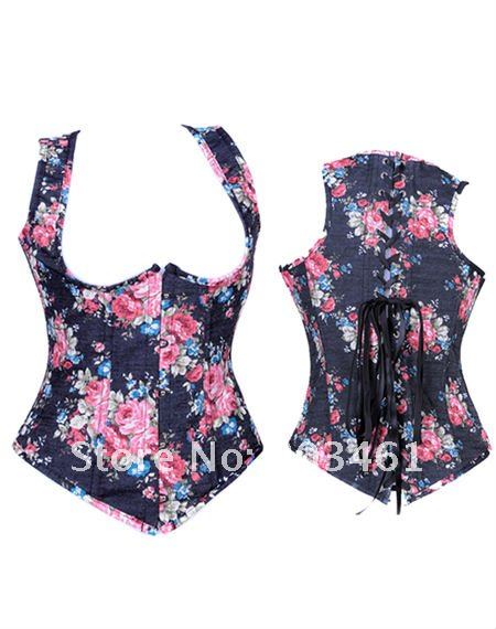 Beauty Floral Denim UnderBust Corset