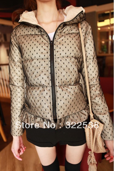 Beauty house as high quality polka dot lace pleated down coat !