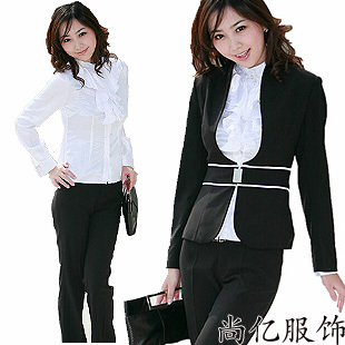 Beauty work wear autumn and winter white collar ol professional set dress women's professional set autumn female suit set