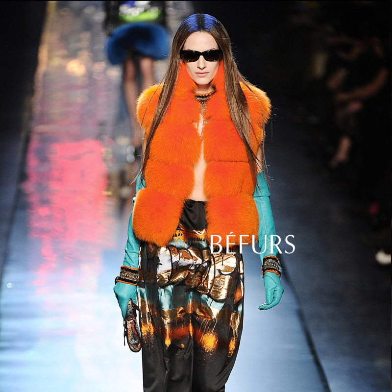 Befurs 13 new arrival finland fox orange multicolour stand collar all-match fox fur vest