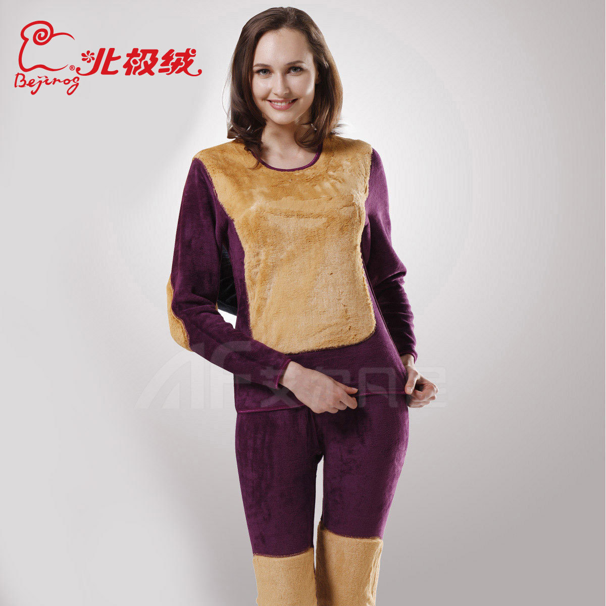 Bejirog bamboo fibre golden flower thermal underwear set b04221