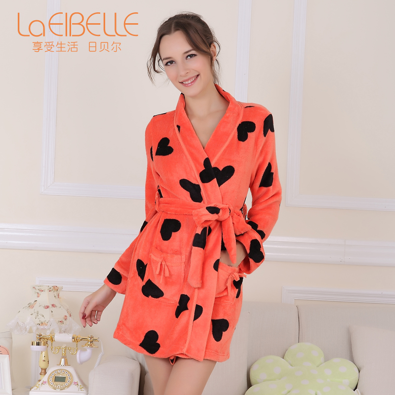 Bell women's coral fleece robe long-sleeve lounge lacing bathrobes sleepwear a1001