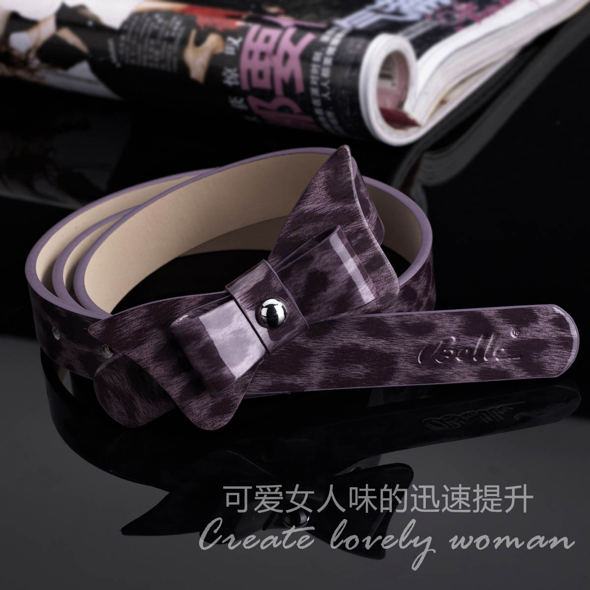 Belle Ladies Genuine Leather Belt  female women's fashion female belt cowhide bow plate buckle f0856