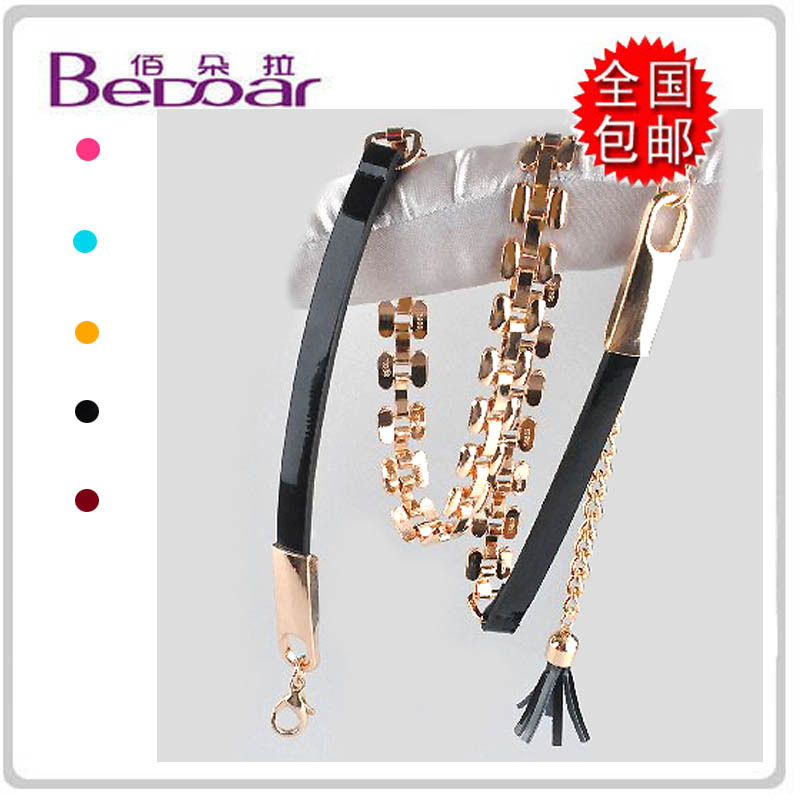 Belly chain female women's belt all-match fashion thin belt decoration genuine leather tassel metal