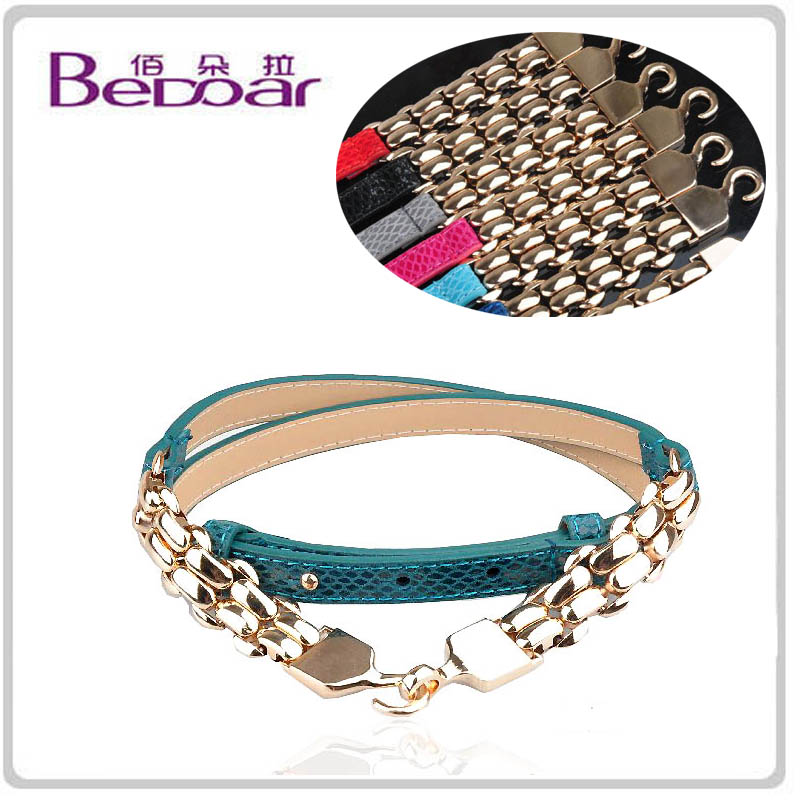 Belly chain female women's strap all-match fashion thin belt genuine leather decoration tassel metal 064