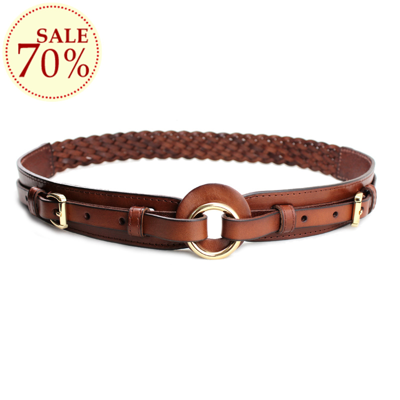 Belt female genuine leather all-match fashion knitted first layer of cowhide decoration belly chain waist decoration strap