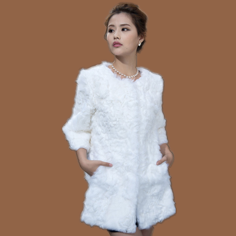 Berber fleece fur coat medium-long female 2012 o-neck three quarter sleeve wool women's