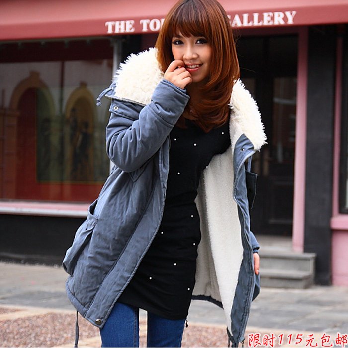 berber fleeces wadded jacket long design women's thickening outerwear  snow wear