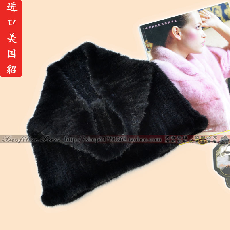 Besfilin mink fur knitted elastic fur cape mink scarf muffler scarf