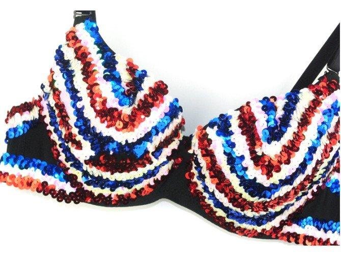 Best Quality  Lady Party Disco Colorful sequin Shiny Bra Punk Dance Bra  Free Shipping Wholesale 20pcs/lot