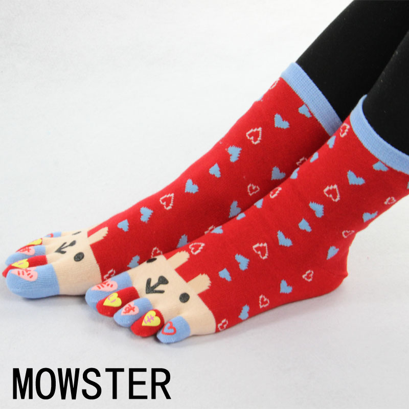 Best Quality Mowster winter toe socks knee-high socks five-toe socks 100% cotton thermal thick socks