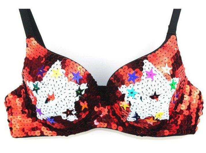 Best Quality New Fashion  Hand Make Star Stud sequin Shiny Bra Punk Disco Dance Bra Free Shipping