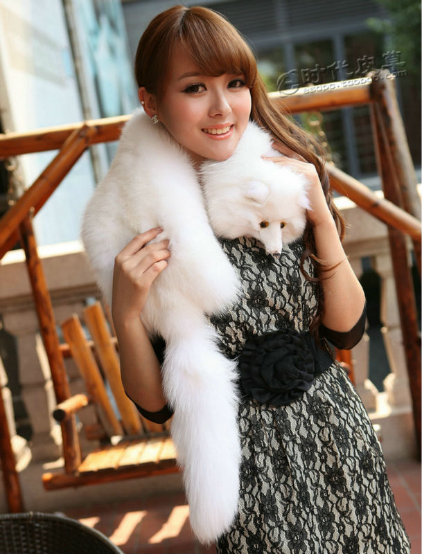 best quality white fox fur a whole fox collar scarf 100% genuine