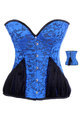 Best Sell! Blue Sexy Bustier Sweetheart Corset Lace up bodysuits Floral overbust with Chiffon Hips-LB4503 Size S M L XL