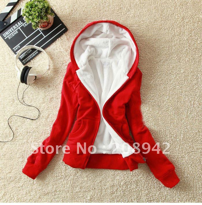 Best selling 2012 new Ms. loose leisure thickening big plus yards red velvet hooded sweater warm cardigan coat ,discount