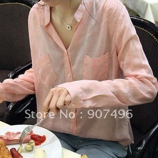 Best Selling!Fashion Loose leisure long-sleeved shirt /blouse  +free shipping retail&wholesale