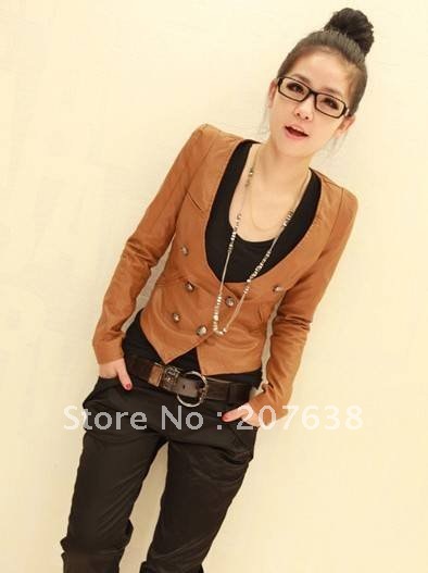 Best Selling!!Fashion Women's Pu Leather Jacket+free shipping  1piece