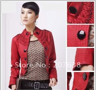 Best Selling!!High quality Fashion Short Leather Jacket Stand Collar Jacket  Small Lady's Outwear+free shipping