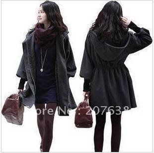 Best Selling!!Hooded jacket fashion woolen trench coat+free shipping