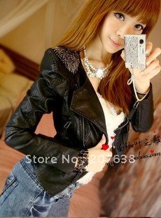 Best Selling!!Ladies Jacket /Fashion jacket Slim Short zip leather jacket +free shipping  1piece