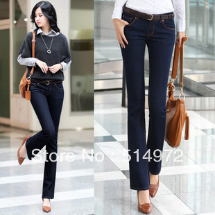 Best selling!!New joker women Bell-bottom jeans slim elongation leg type ladies flare pants female's trousers free shipping