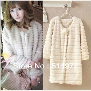 Best selling!!New style three quarter sleeve women fur coat Medium style ladies outerwear female garment free shipping