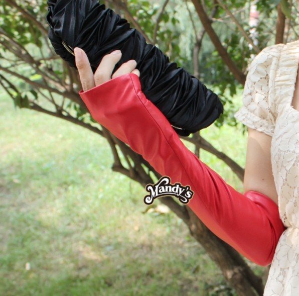 Best selling ! Wholesale ladies Fashion long leather gloves, long fingerless gloves mitten -G009