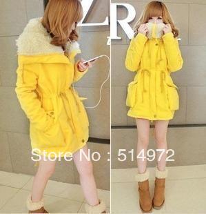 Best selling!! winter candy color women coat bright yellow ladies wadded jacket female outerwear free shipping