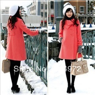 Best Selling!!women's casual outwear winter warm long coat jacket fashion wool overcoat trench+free shipping