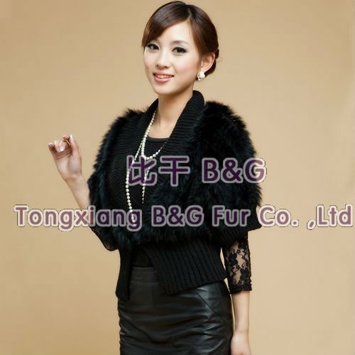 BG0005 2012 New Style Genuine Cheap Rabbit Fur Knitted Vest Short Vest 3 Colors Winter Women's Bolero  Wholesale/Free shipping