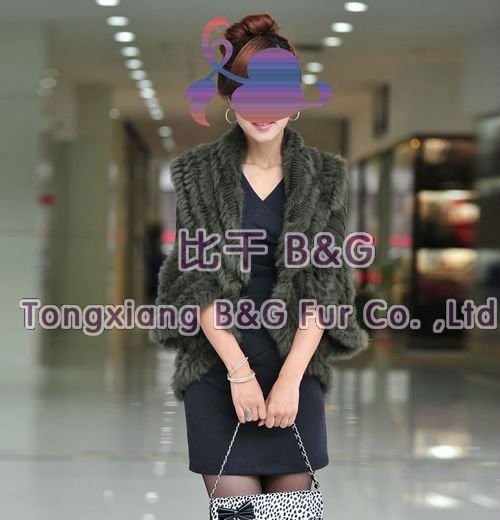 BG0010 2012 Cheap 2 Colors Genuine Rabbit Fur knitted Jacket Spring Fashion Women's Fitted Jackets OEM Wholesale/Retail