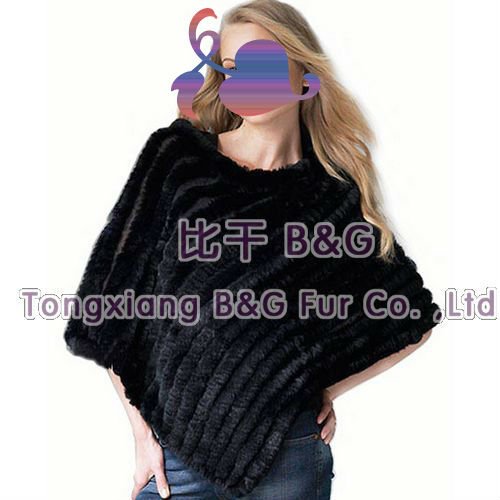 BG0645 Genuine Rabbit Fur Poncho OEM Wholesale/Retail /Popular style /BY LOT SALE