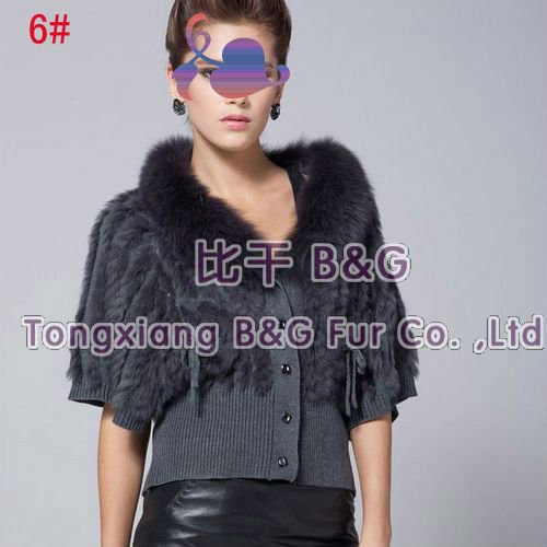 BG10948 5 Colors Cheap Genuine Rabbit Fur Jacket with Fox Collar Autumn Women's Casual Gilet Hot Style OEM Wholesale/Retail