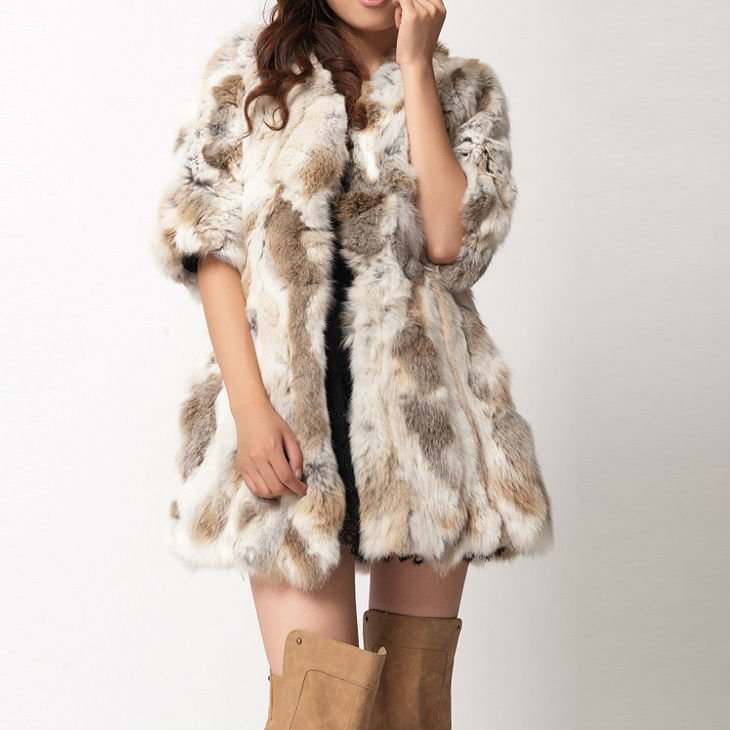 BG11590 2 Colors Genuine Rabbit Fur Clothes With Pockets Woman Winter Sexy Long Garment S,M,L,XL,XXL,OEM Wholesale Retail