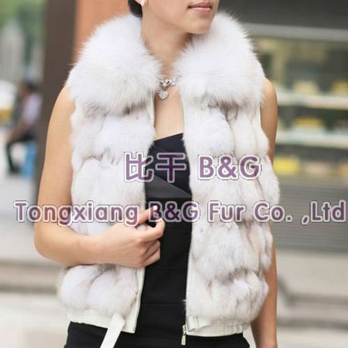 BG11617 Many Colors Genuine Fox Fur Waitstcoat With Fur Collar Winter Women's Vest M,L,XL,XXL,XXXL OEM Wholesale/Retail