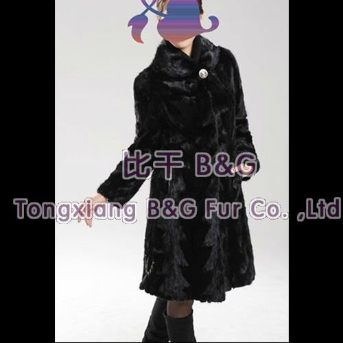 BG11904 Black Color 2013 Genuine Mink Fur Overcoat With Button Winter Ladies Long Clothes OEM Wholesale Retail