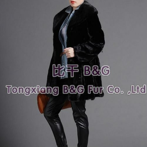 BG20360 2012 New Design Real Integral Mink Fur Women Coats With Big Collar Winter Women's Luxurious Long Clothes OEM Wholesale