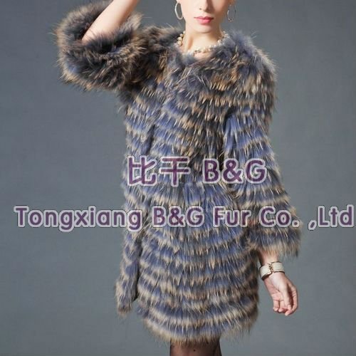 BG21222 Colorful Style Genuine Raccoon Dog Fur Coats Winter Ladies Fashion Clothes VIP Discount OEM Wholesale Retail