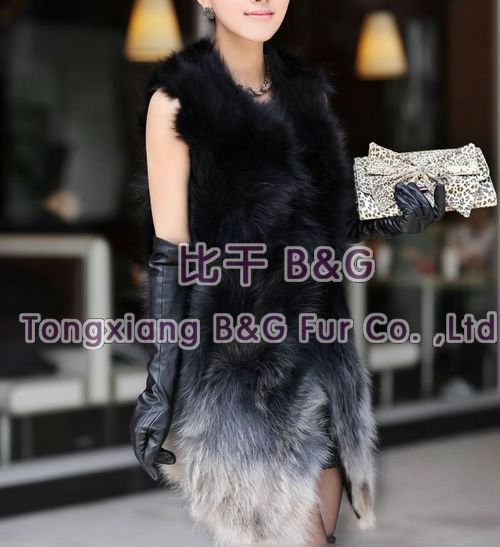 BG21938 Colorful Genuine Raccoon Dog Fur Gilet Winter Style Elegant Long Vest OEM Wholesale Retail