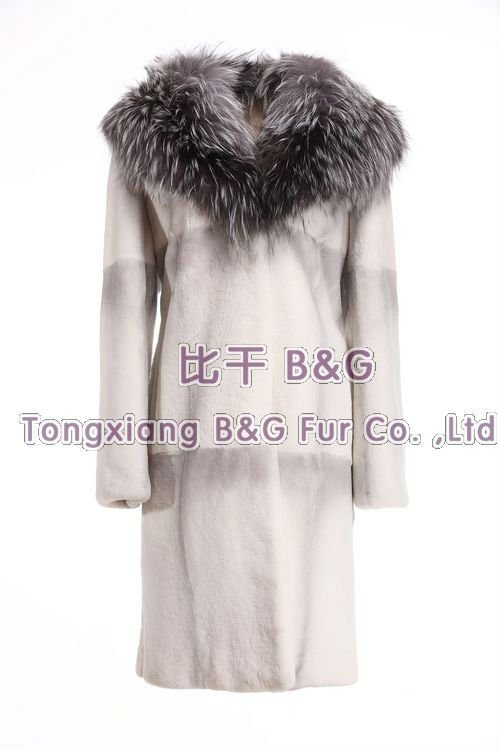 BG22233-2 Stylish 2013 Genuine Sheared Rex Rabbit Fur Clothes(Highly Similar To Mink Fur Coat) For Women OEM Wholesale