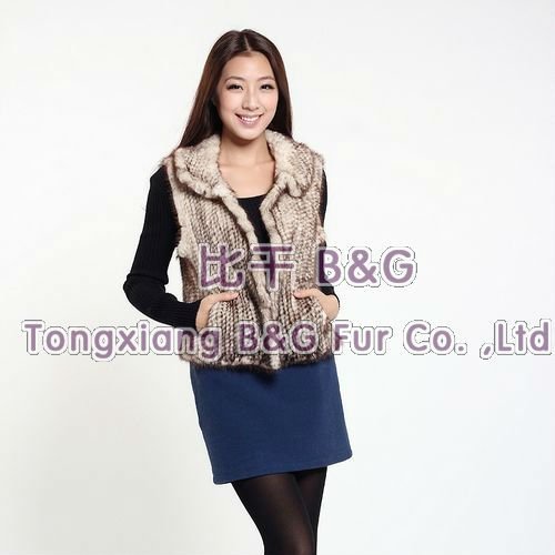 BG5187 Vogue 2013 Newest Genuine Knitting Mink Fur Vest 5 Colors Winter Ladies Lovely Gilet  OEM/Wholesale