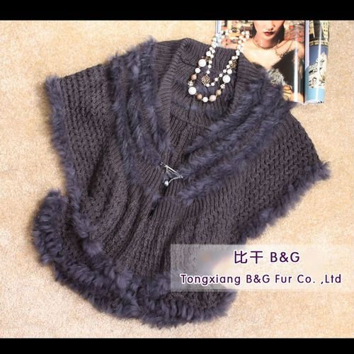 BG5872 New Style Genuine Cheap Knitted Rabbit Fur Waistcoat Winter Women's Cute Bolero S,M,L OEM Wholesale/Retail