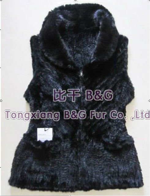 BG5990 2012 Fashion Black Genuine Mink Fur knitted Waistcoat Winter Women's Elegance Vest OEM Wholesale/Retail