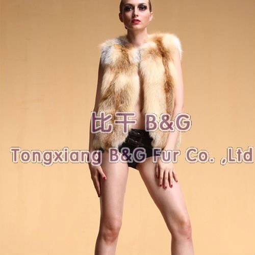 BG6338 Hot Style 2012 Fashion Genuine Red Fox Fur Waitstcoat Winter Ladies Sexy Fitted Vest M,L,XL OEM Wholesale Retail